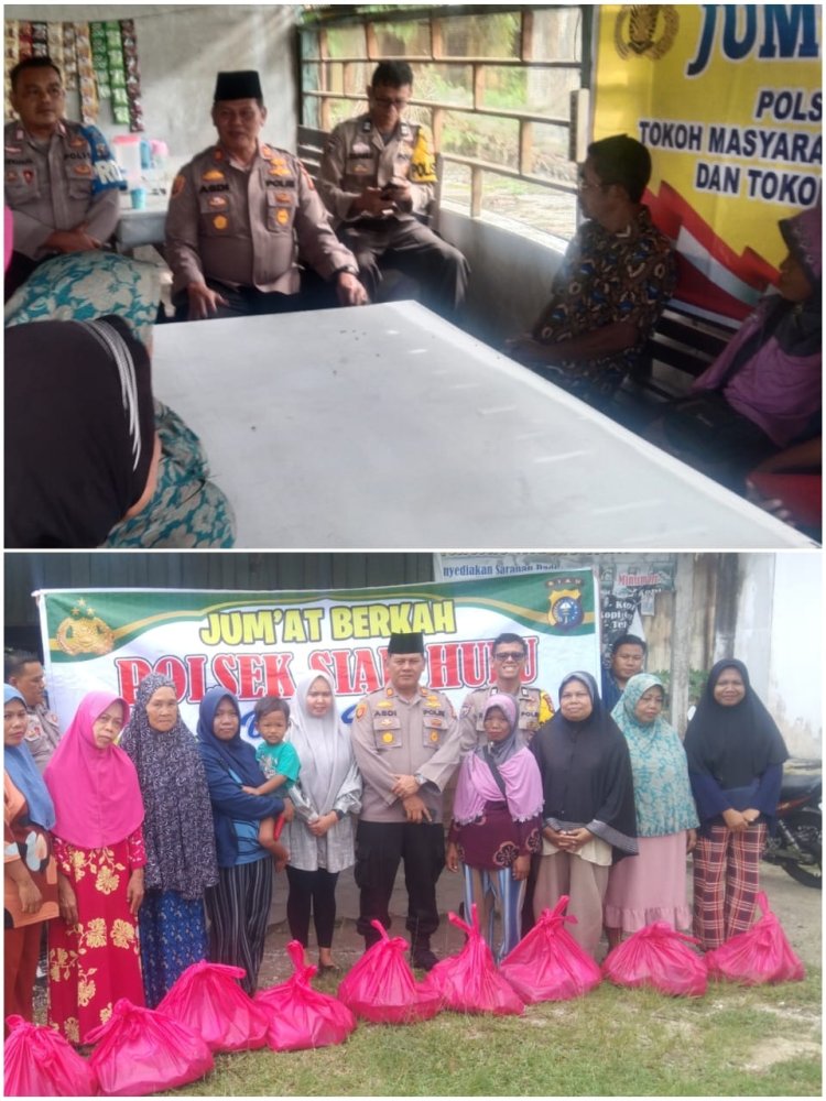 Gangguan Cuaca  Tak Halangi Kapolsek Siak Hulu Laksanakan Jumat Curhat dan Jumat Berkah