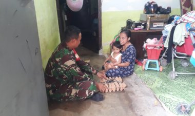 Koramil 02/ Kota Kunjungi Pasien Stunting bersama Kader Posyandu