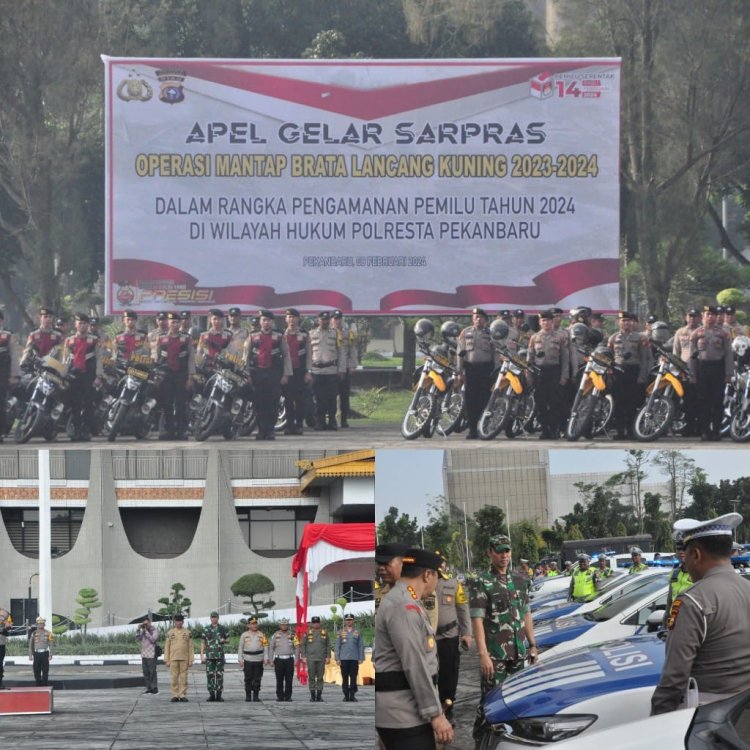 Dandim 0301/Pekanbaru Letkol Inf Sri Marantika Beruh, S.Sos., M.I.Pol., menghadiri Apel Gelar Sarana dan Prasarana (Sarpras) Operasi mantap Brata  Lancang Kuning 2023-2024