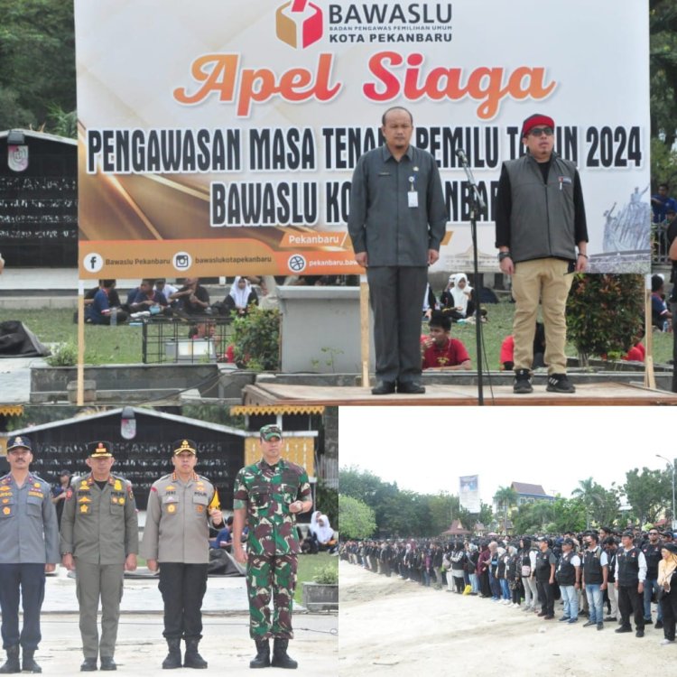 Dandim 0301/Pbr Hadiri Apel Siaga Pengawasan Masa Tenang Pemilu 2024