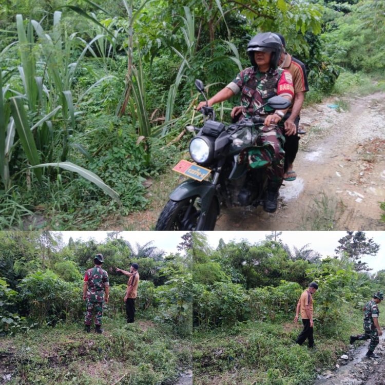 Gunakan Motor Dinas, Babinsa Kodim 0301/Pbr Laksanakan Patroli dan Sosialisasi Karhutla.