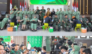Personel Kodim 0301/Pbr Ikuti Donor Darah Dalam Rangka HUT Persit ke-78