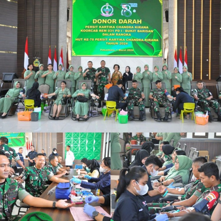 Personel Kodim 0301/Pbr Ikuti Donor Darah Dalam Rangka HUT Persit ke-78