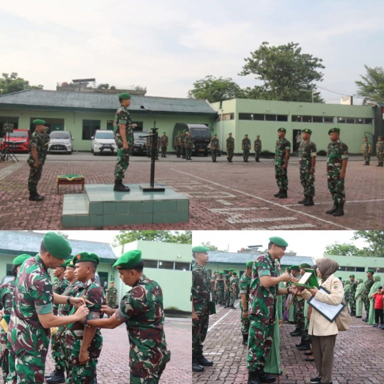 Dandim 0301/Pbr Pimpin Upacara  Kenaikan Pangkat dan Wisuda Purna Tugas