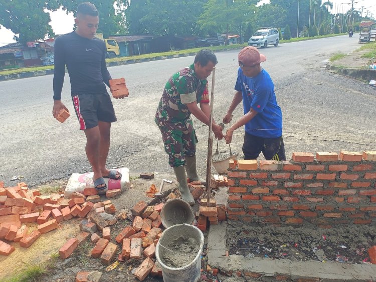 Tugu Prasasti TMMD ke 120 Mulai Kelihatan di Kelurahan Meranti Pandak