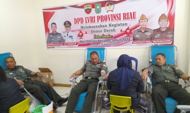 Peringati HUT Veteran Nasional, Kanminvetcad Riau Bersama DPD LVRI Gelar Donor Darah 