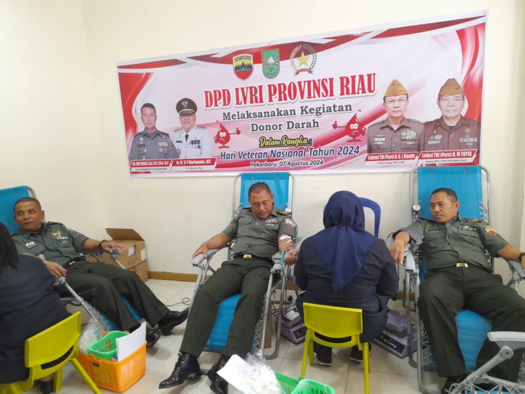 Peringati HUT Veteran Nasional, Kanminvetcad Riau Bersama DPD LVRI Gelar Donor Darah 