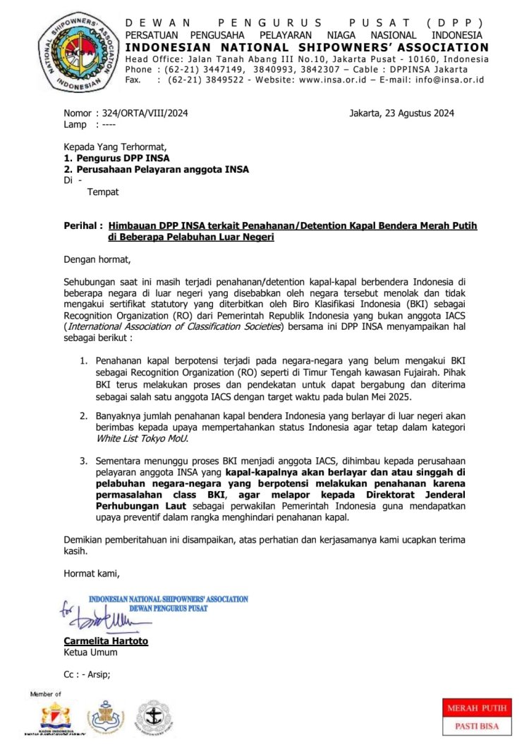 EVALUASI BKI TERKAIT STATUS WHITE LIST INDONESIA TURUN