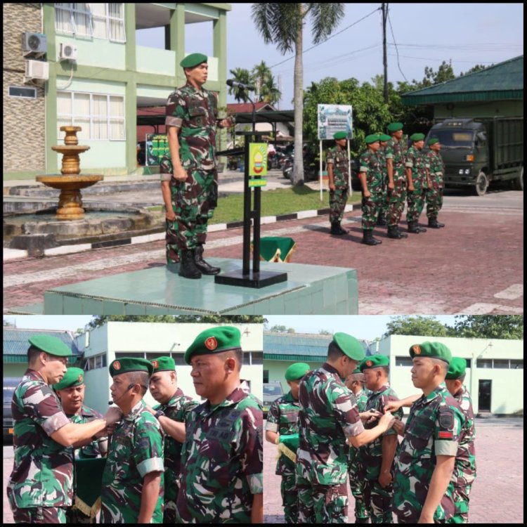 Kodim 0301/Pbr Gelar Upacara Kenaikan Pangkat Bintara dan Tamtama 