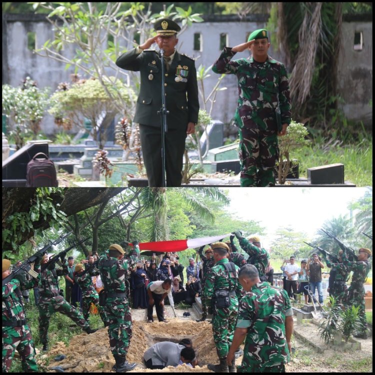 Danramil 11/Pulau Burung  di Makamkan Secara Militer Oleh Kodim 0301/ Pbr