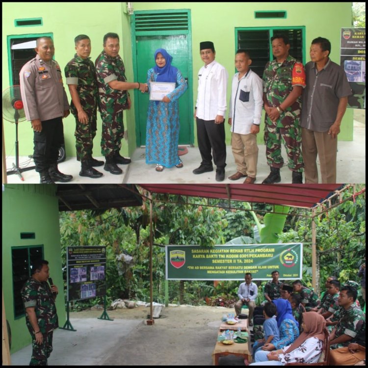 Kodim 0301/Pbr Wujudkan Rumah Layak Huni bagi Warga Sialang Sakti