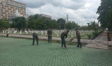 Sambut HUT Persit Ke 79,Babinsa Kodim Bersihkan TMP