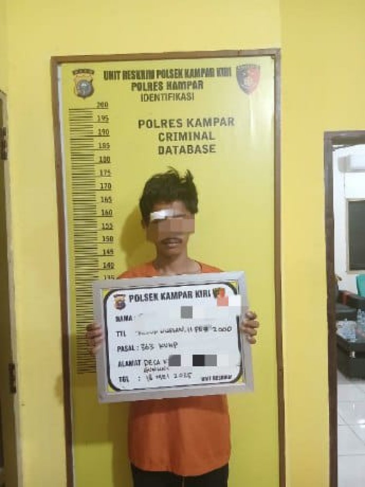 Polsek Kampar Kiri Amankan Pencuri Kotak Infaq Masjid, Cegah Amuk Massa