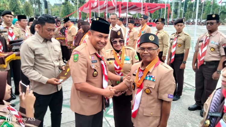 Wakili Danrem, Kasdim 0301/Pbr Hadiri Upacara Peringatan Hari Pramuka ke-64 Tingkat Provinsi Riau
