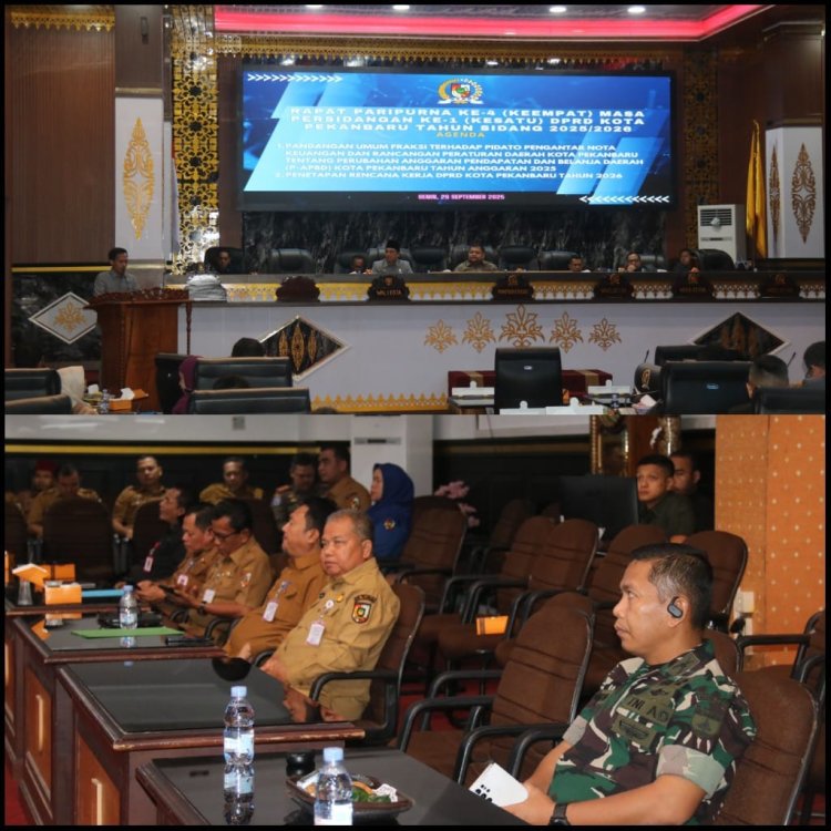 Dandim 0301/Pekanbaru Dukung Sinergi Pemerintah Daerah Lewat Rapat Paripurna DPRD