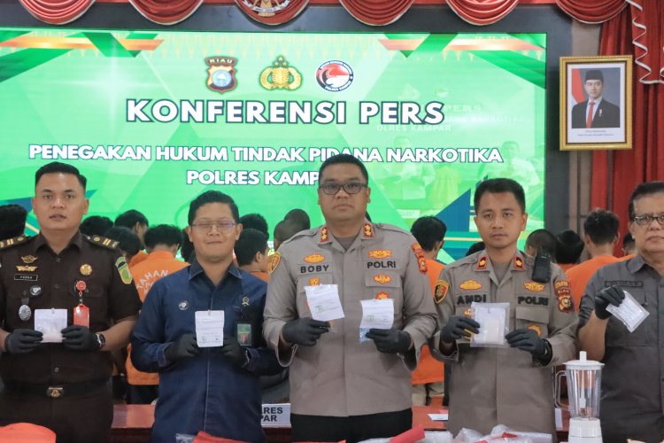 Sikat Habis! Polres Kampar Amankan 66 Gembong Narkoba, Sita Ratusan Gram Sabu dan Ribuan Ekstasi, Operasi Antik Berhasil!"