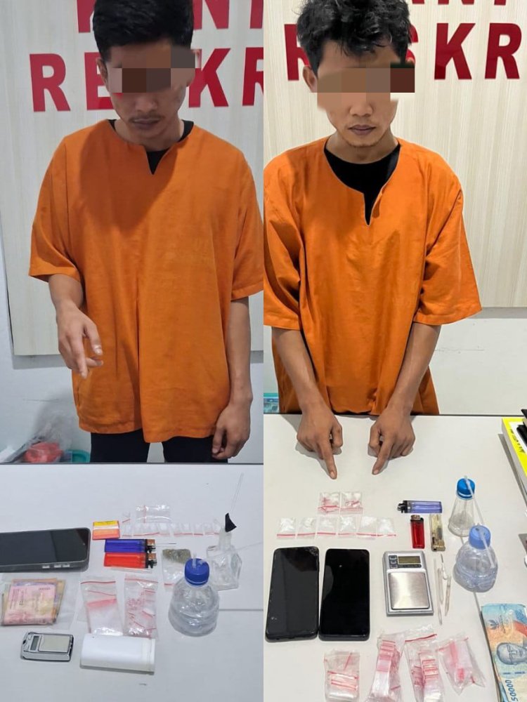 Meresahkan Polsek Perhentian Raja Tangkap Dua Pelaku Narkoba di Desa Hangtuah 