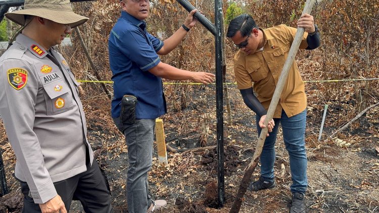 Karhutla Kampar, Polisi 'Gerak Cepat' Pasang Peringatan & 'Perangi' Api, Kapolres: 'Stop Pembakaran Lahan!' "