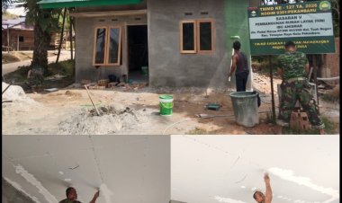 Satgas TMMD ke-127 Kodim 0301/Pekanbaru Percepat Penyempurnaan RTLH Ibu Anismar di Tenayan Raya