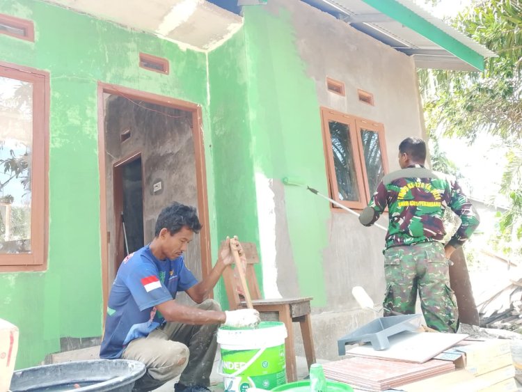 Warna Harapan Menghiasi Rumah Almarhum Yudarfis, Progres RTLH TMMD di Pekanbaru Capai 85 Persen