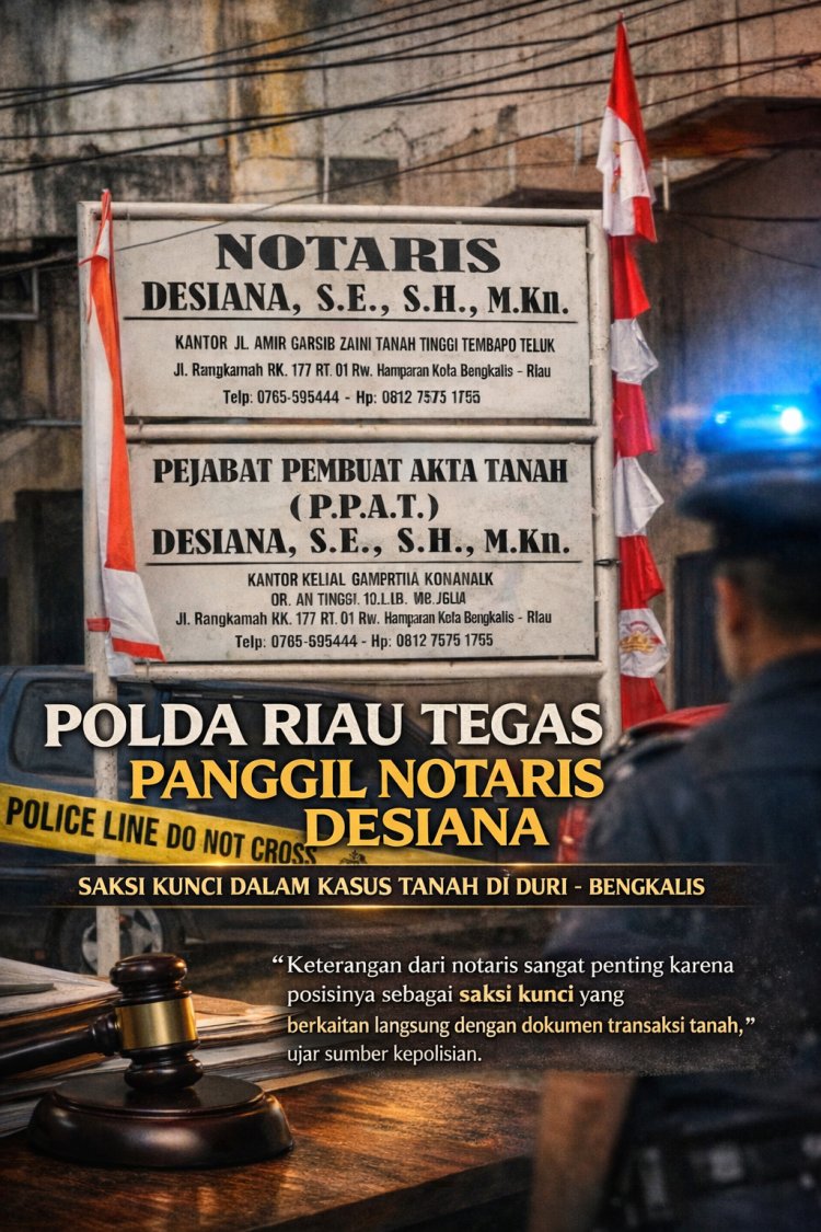 Saksi Kunci Dipanggil Berulang, Penyidik Polda Riau Tegaskan Klarifikasi Notaris Penting dalam Perkara Tanah di Duri - Bengkalis
