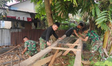 Dengan Semangat Gotong Royong, Perakitan Besi Jembatan Garuda Beton Terus Dilanjutkan