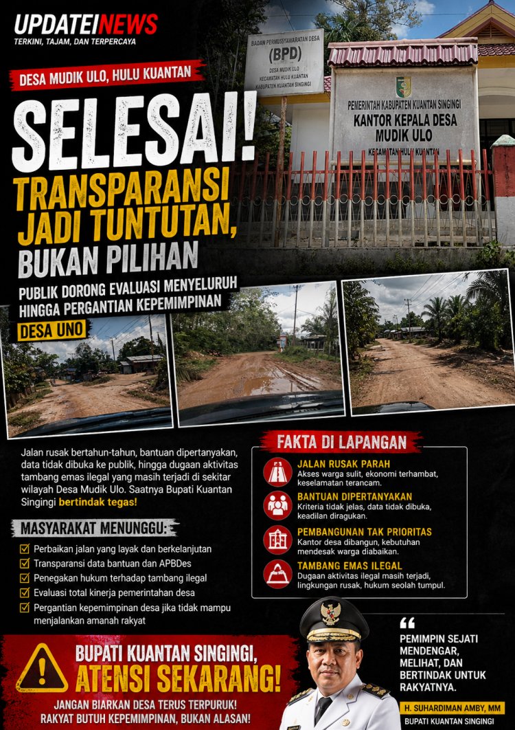 Jalan Rusak, Bantuan Dipertanyakan, Publik Desak Evaluasi Total Kepemimpinan Desa.  ‎