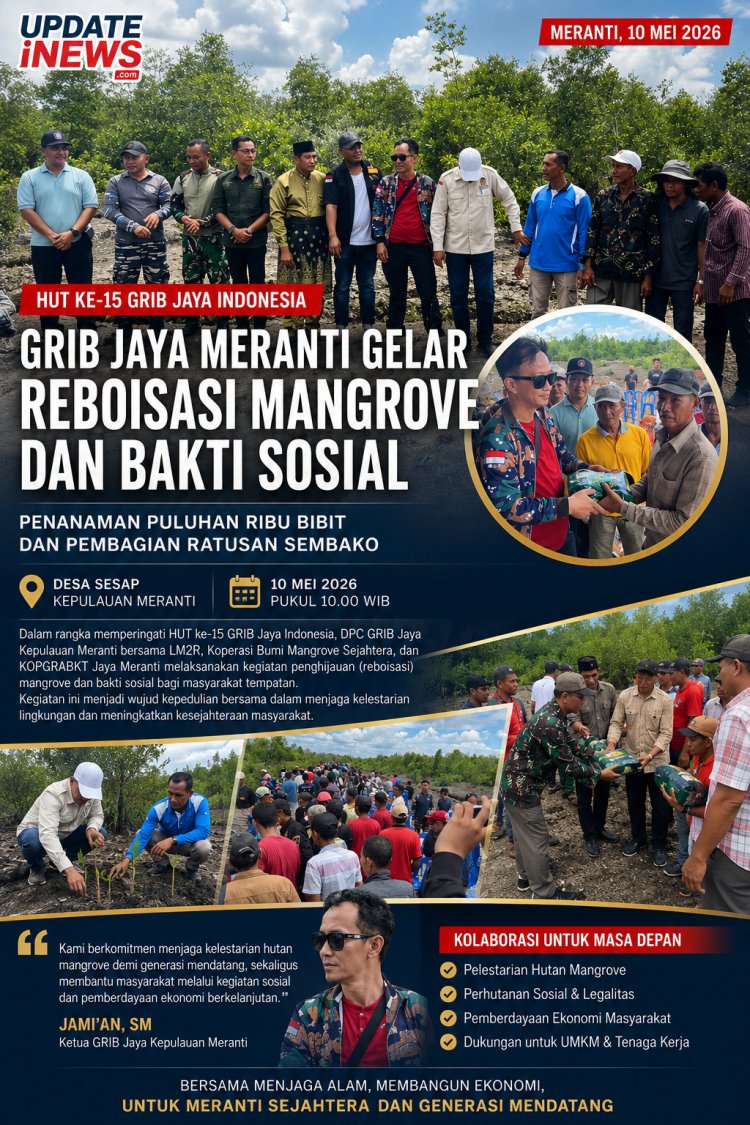 GRIB Jaya Meranti Gelar Reboisasi Mangrove dan Bakti Sosial di Desa Sesap