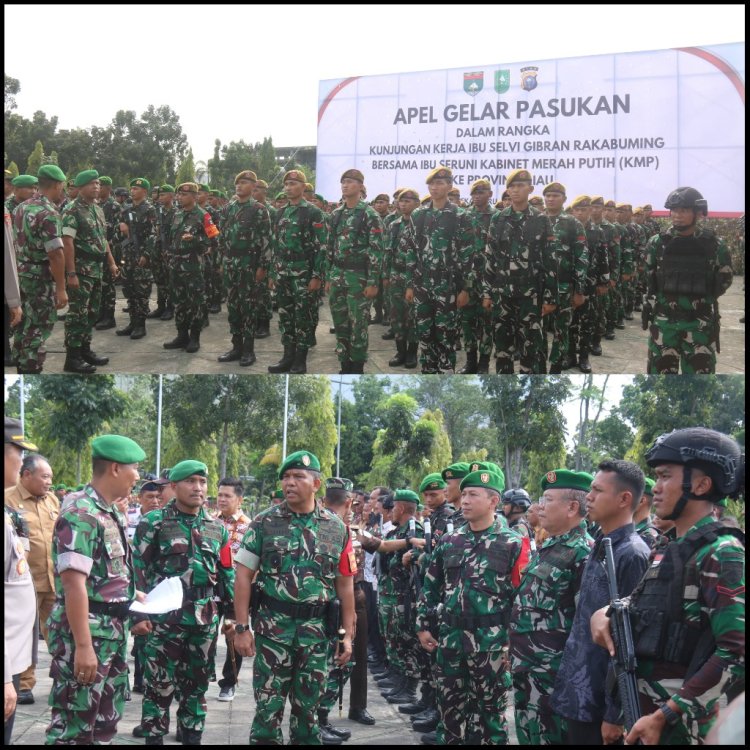 Dandim 0301/Pekanbaru Hadiri Apel Gelar Pasukan Pengamanan Kunjungan Ibu Selvi Gibran Rakabuming di Riau