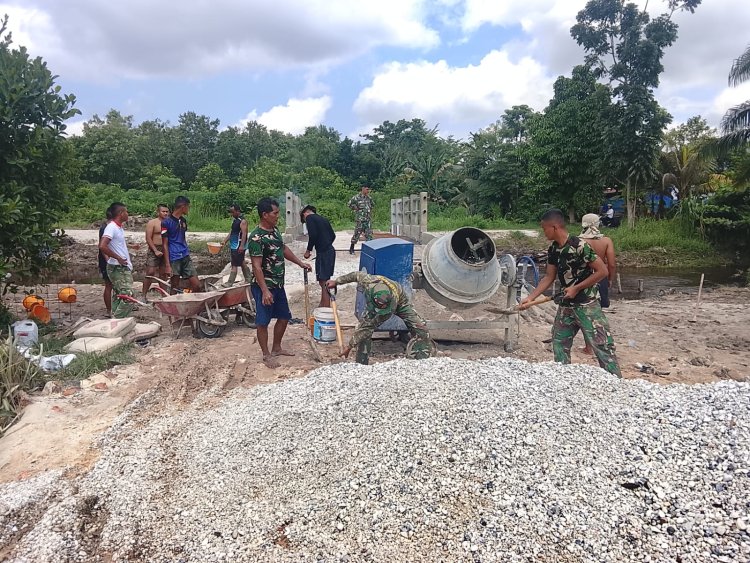 Jembatan Garuda Beton Dikebut, Kodim 0301/Pekanbaru Hadirkan Akses Aman bagi Warga dan Pelajar