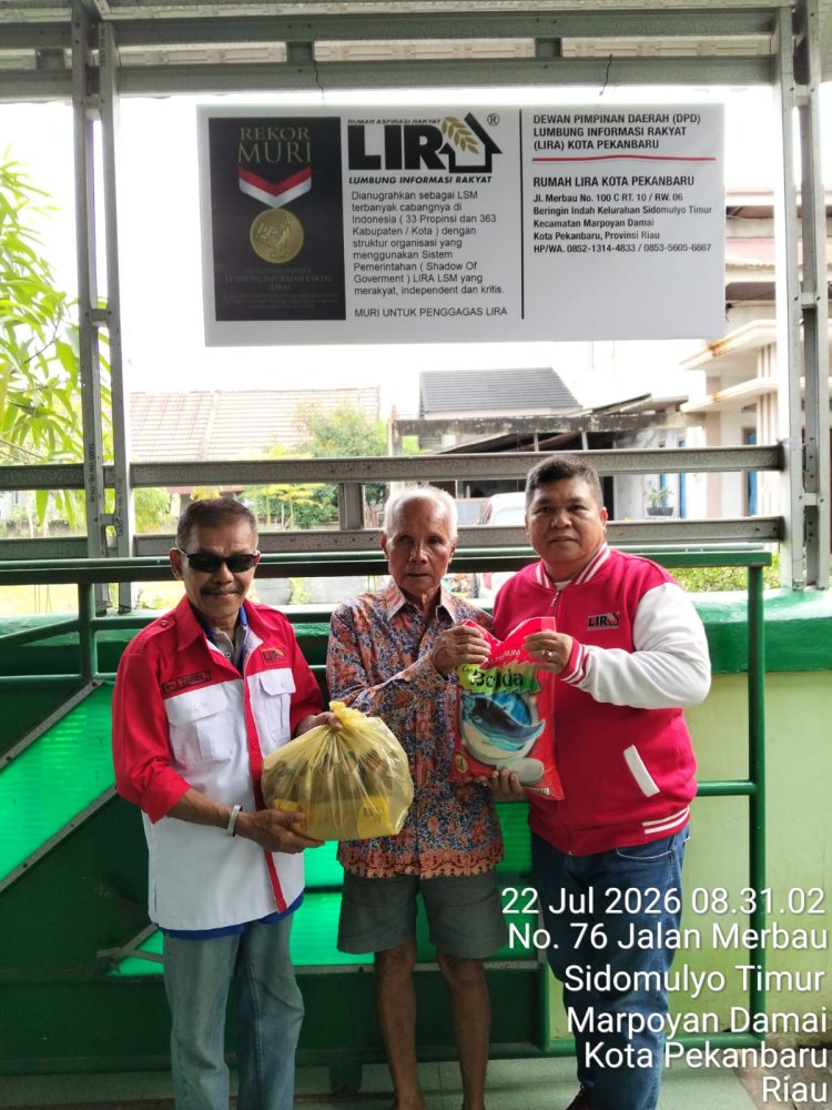 DPD LIRA Kota Pekanbaru Resmikan Rumah LIRA dan Salurkan Bantuan Sembako kepada Warga