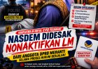 Kematian MA di Hotel EVO Belum Terang, NasDem Didesak Nonaktifkan Sementara LM dari Aktivitas Kedewanan