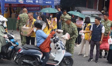 Wujud Kepedulian, Kodim 0301/Pekanbaru Bersama Lions Club Berbagi 600 Nasi Gratis